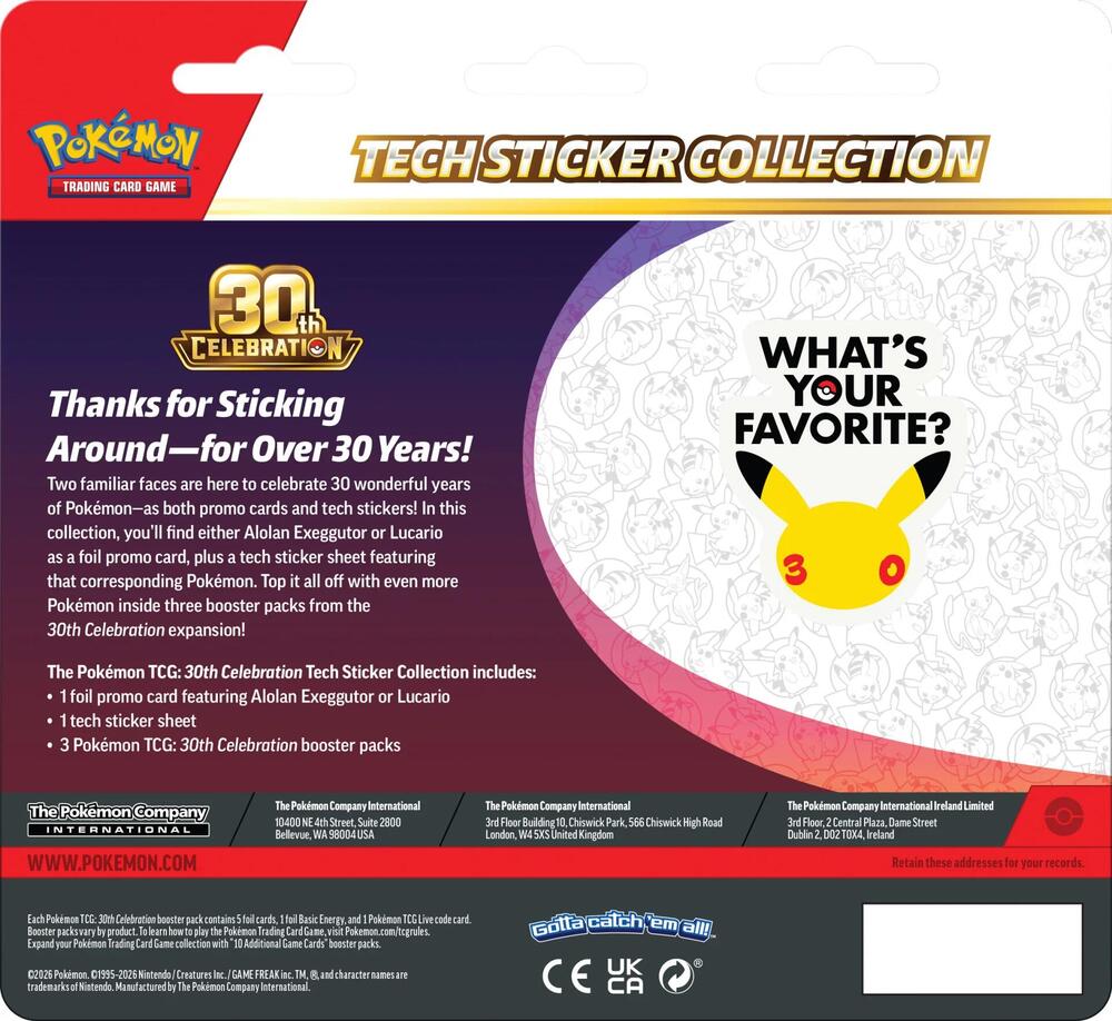 30th Celebration Tech Sticker Collection [Lucario]